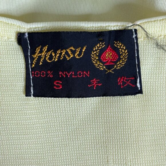 Vintage Nylon Nightgown Ruffled Collar Small Yellow Floral Embroidery Maxi - Picture 10 of 10